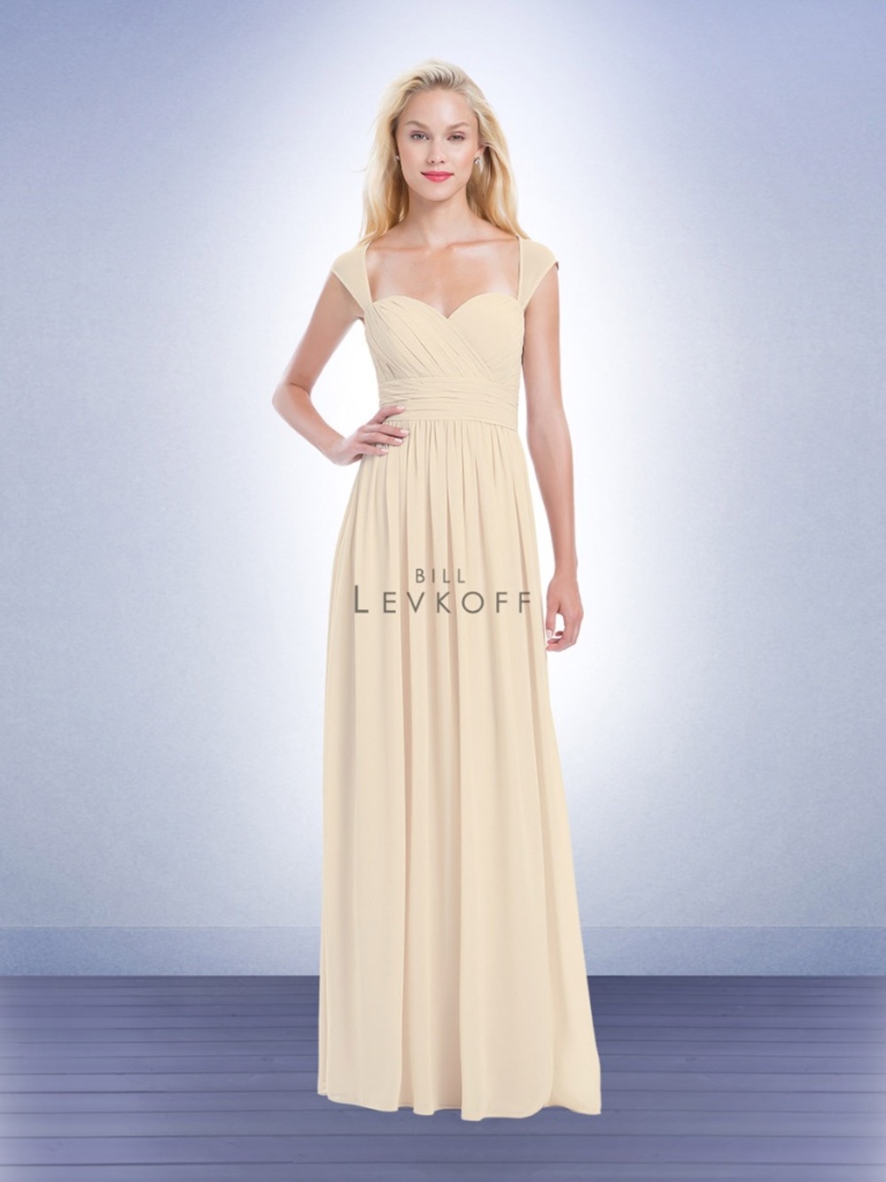 BILL LEVKOFF CHAMPAGNE CHIFFON GOWN SIZE 10